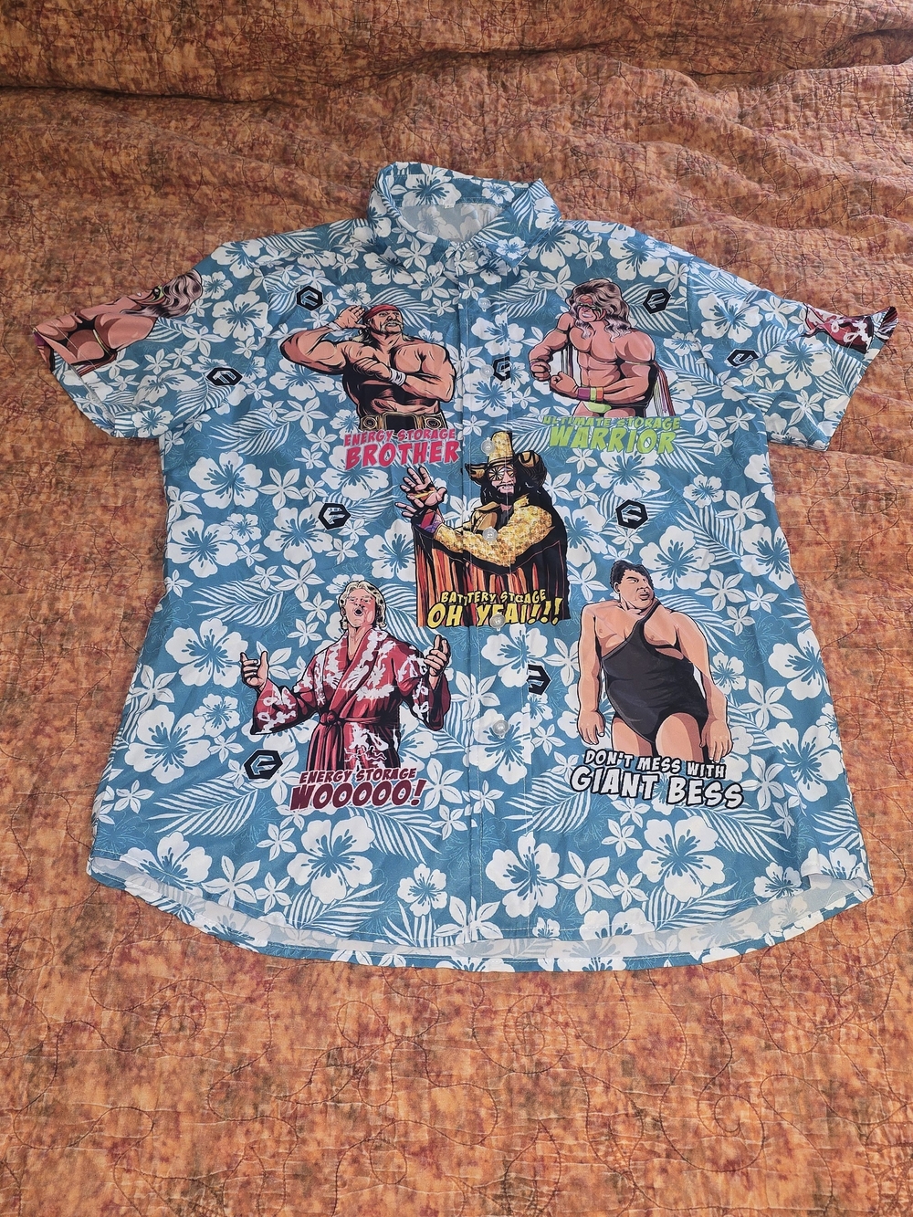 Fractal Energy Storage Wrestling Hawaiian Shirt Size L Hulk Hogan Corporate Prom